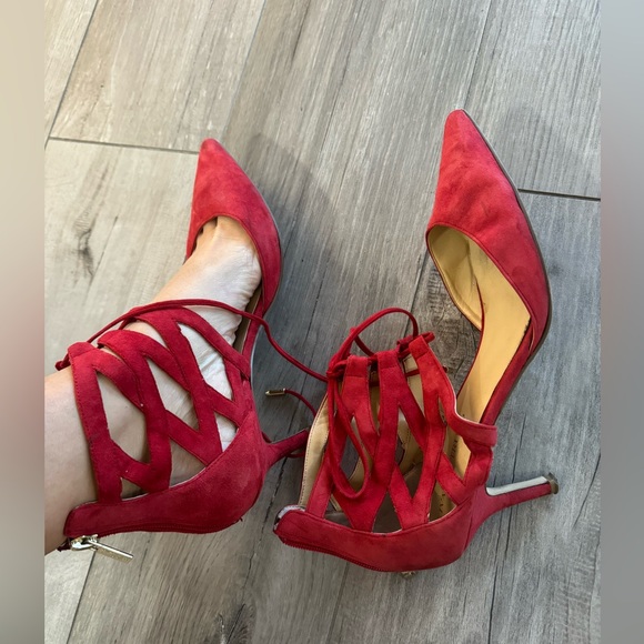 Red Ivanka Trump comfortable suede low heel shoes Size 10 no returns - Picture 5 of 16